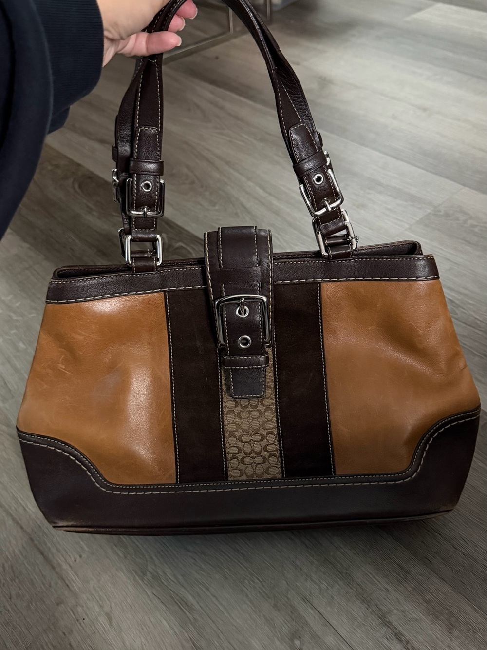 Vintage 2006 Coach Legacy Signature Cotton Hobo Bag #7469 Y2K Brown